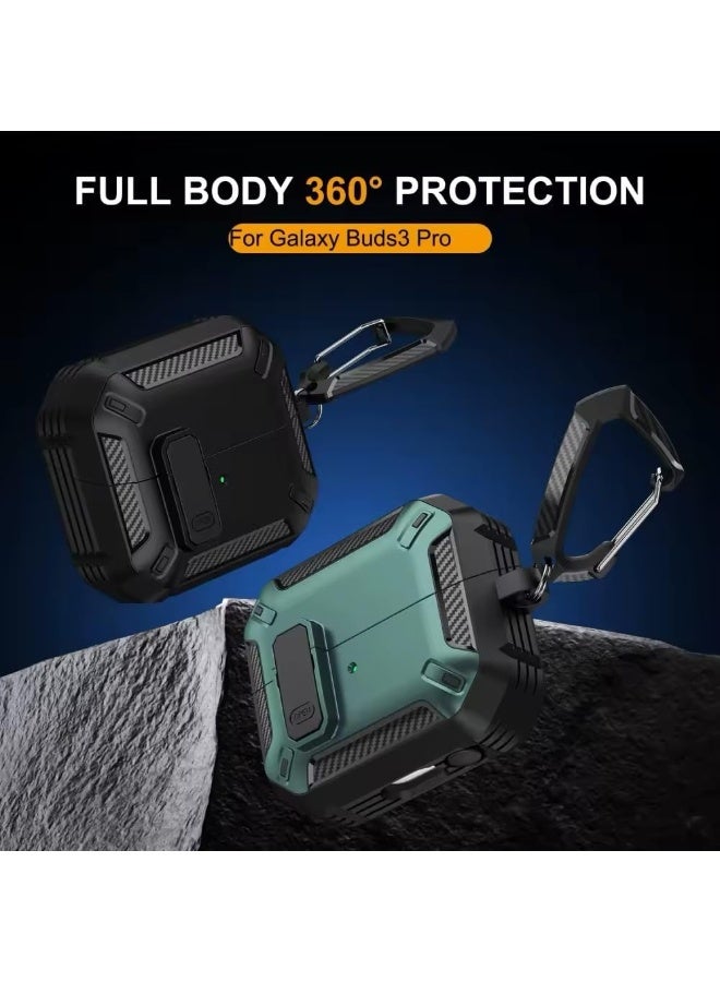 فكرة Fekra متوافق مع Samsung Galaxy Buds 3 Pro/Buds 3 حافظة مقاومة للصدمات بالكامل (قفل آمن) Galaxy Buds 3 و Galaxy Buds 3 Pro (2024) مع حلقة تثبيت - Image 3